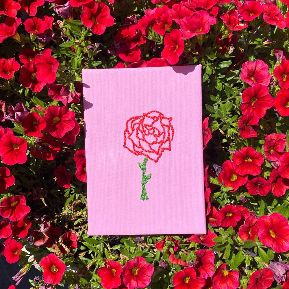 Embroidery Rose Canvas
